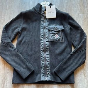 Moncler Cardigan Tricot Black Zip Up Sweater